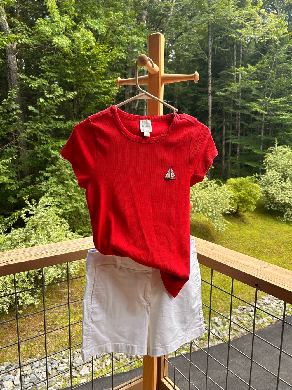 Maeve Red Short Sleeve Tee with Sailboat Patch